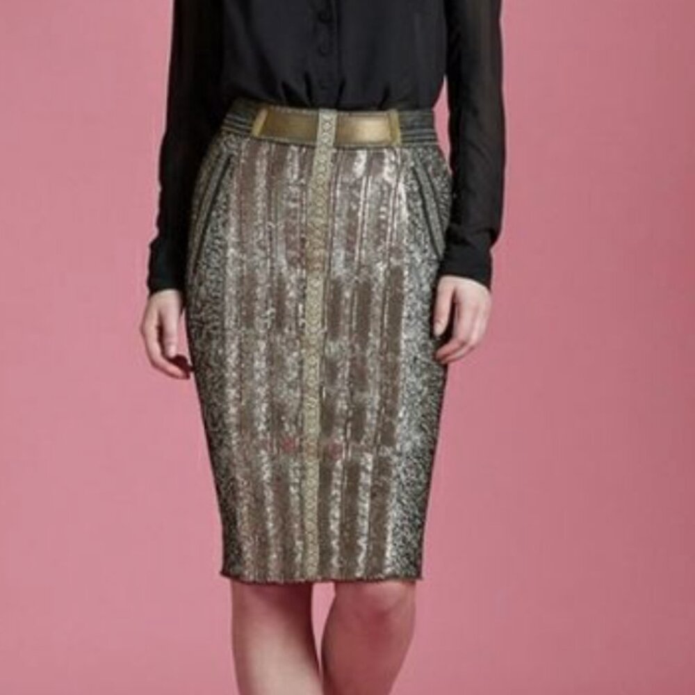Byron Lars Gold Sequin Skirt - Size 8